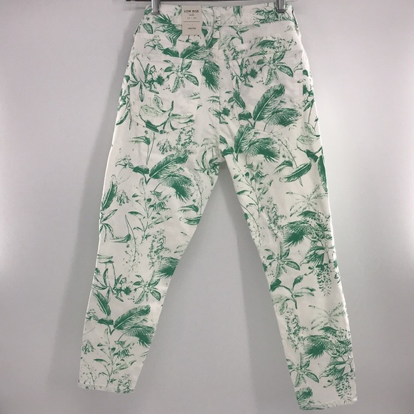 NEW Lucky Brand Low Rise Crop Jeans Palm Green/ White Tropical Print Sz 10/30 - Picture 6 of 14